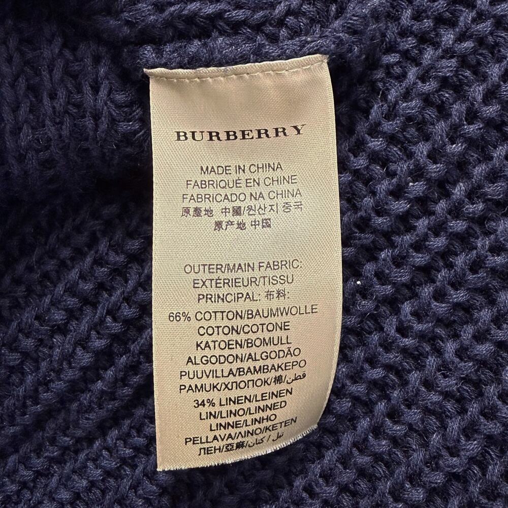 Burberry Brit Navy Chunky Knit Sweater Size XS Textured Ribbon Detail - Picture 4 of 4